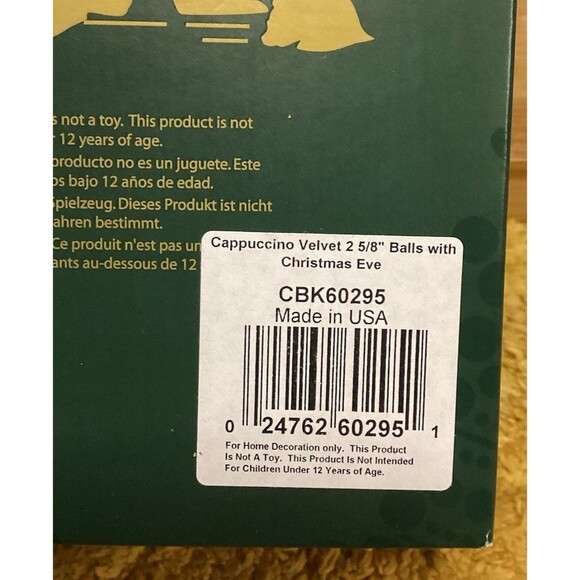 Krebs Glass Ornaments Cappuccino Velvet Balls With Christmas Eve Boxed Set Of 4 - Picture 5 of 8